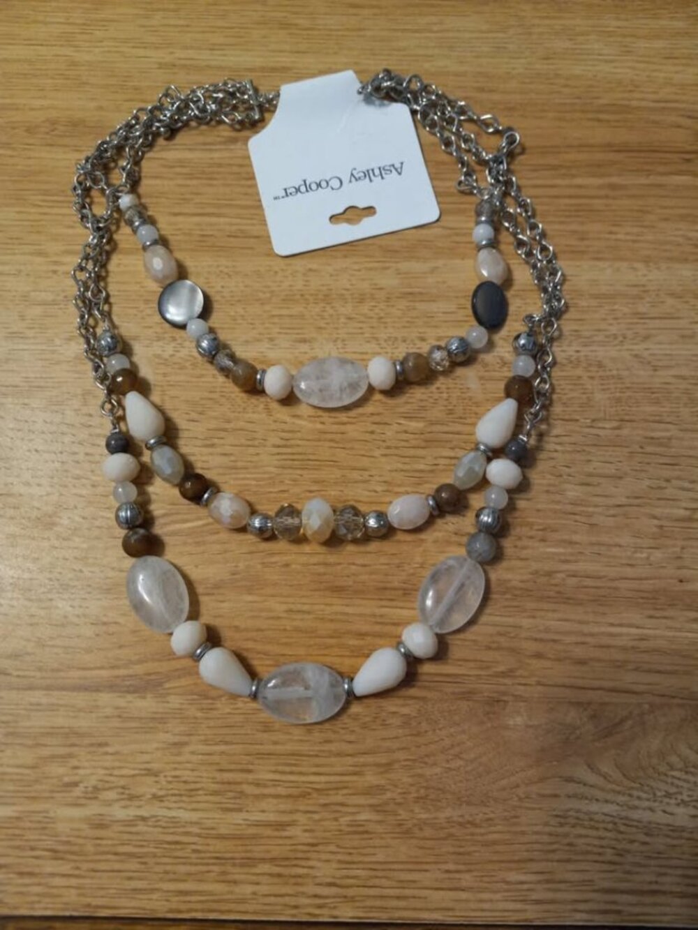 SIGN Ashley Cooper Three Strand Gemstones & Crystals Necklace